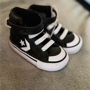 Starry Black and White Kids High-Top Sneakers
